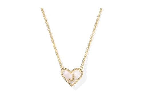Kendra Scott Womens Heart Letter J Short Pendant Necklace Gold Ivory Mother Of Pearl One Size One Size