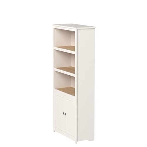 Sauder Cottage Road Library with Doors/Book Shelf, L: 29.29" x W: 13.98" x H: 71.5", Soft White finish - Image 6