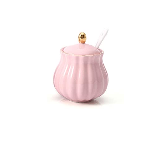 MAGICVOGEL Pot à sucre en céramique avec couvercle - Pour la cuisine, le café - Rose Cover
