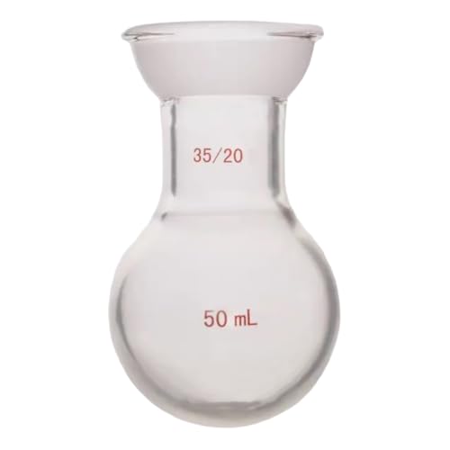 Borosilicate Glass Receiving Flask Heavy Wall Spherical Joint Round Bottom Rotary Evaporator Receiving Flask with 35/20 Ground Joint 50ml