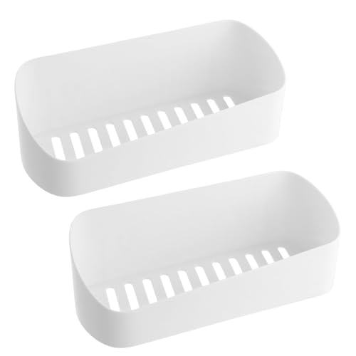 Shengxi Estante de Ducha de Plástico, 2Pcs Blanco Organizador de Ducha Adhesivo Estanteria de Pared Baño sin Taladro, Portaobjetos de Ducha para Baño y Cocina