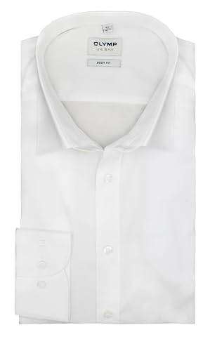 OLYMP Hemd Level 5 Five, Weiß, Body Fit, Extra Langer Arm 69cm, Bügelleicht, Comfort Stretch, New York Kent (42)