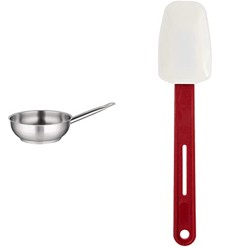 Vogue M947 Stainless Steel Saute Pan 200mm Induction Frying Kitchen Cookware, Silver & Heat Resistant Spoonula 10