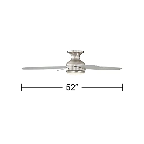 Casa Vieja 52" Elite Modern Industrial Hugger Low Profile Indoor Ceiling Fan with LED Light Remote Control Brushed Nickel Silver Blades House Bedroom Family Living Room Home Kitchen Dining thumbnail 4