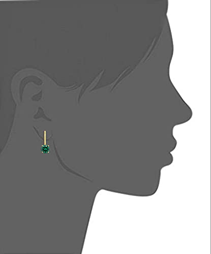 Shineadime Stud Earrings - 6.5Mm Round Cut Emerald Leverback Hoop Earrings In 14K Solid Yellow Gold Jewelry For Women #TOP1