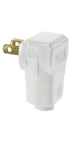 Leviton 15 Amp, 125 Volt 2-Pole 2-Wire, Non-Polarized Angle Plug, 101AN-W, White