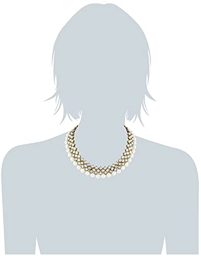 Pearl Kundan Choker Necklace Set With Earrings