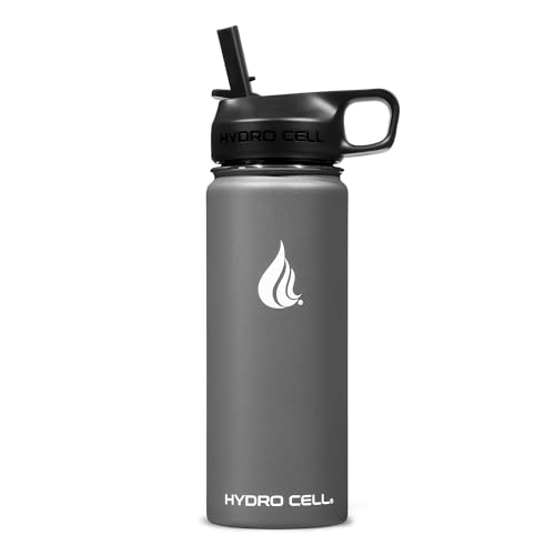 Image of HYDRO CELL Stainless Steel Insulated Water Bottle with Straw - For Cold & Hot Drinks - Metal Vacuum Flask with Screw Cap and Modern Leakproof Sport Thermos for Adults (Graphite 18oz)