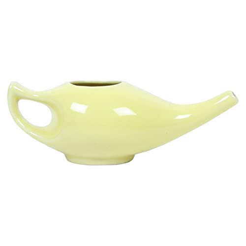 Image of Leak Proof Durable Porcelain Ceramic Neti Pot 220 ML for Natural Nasal Cleansing | Natural Treatment for Sinus, Infection and Congestion Microwave and Dishwasher Friendly (Yellow)