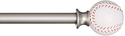 AmazonBasics - Barra de cortinas decorativa de 1,6 cm con remates de bola de béisbol, 122 cm