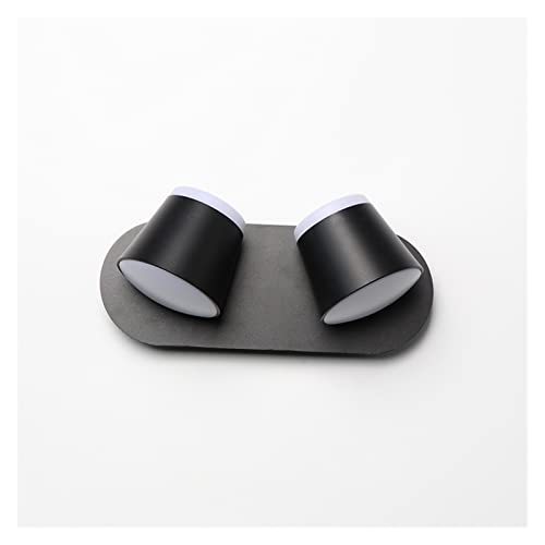Applique murale LED 360° réglable noire 2 têtes pour éclairage moderne salon et chambre