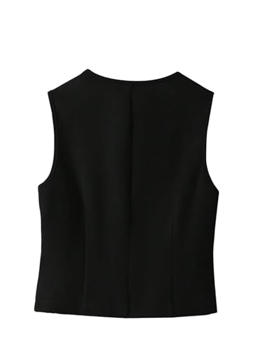 Verdusa Women's Old Money Button Down Blazer Vest Sleeveless Business Causal Jacket Tops2