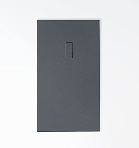 Plato de ducha de resina EVOLUTION color ANTRACITA Extraplano, incluye válvula y tapa imantada, todas las medidas disponibles. 5 Años de garantía. Textura pizarra antideslizante C-3.Capa de GEL COAT