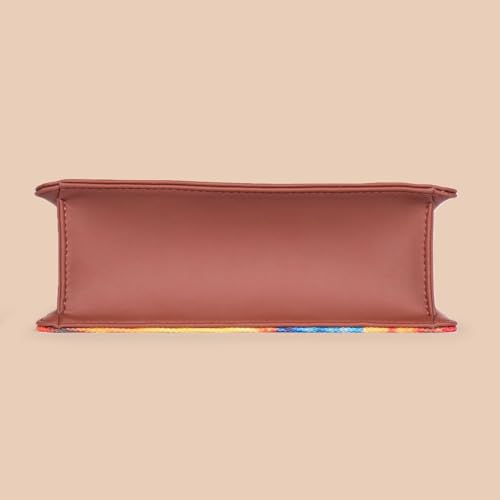 Image of ZOUK Mughal Garden Printed Vegan Leather Black Flap Closure Beyond Basic Sling Bag For Women's Girls