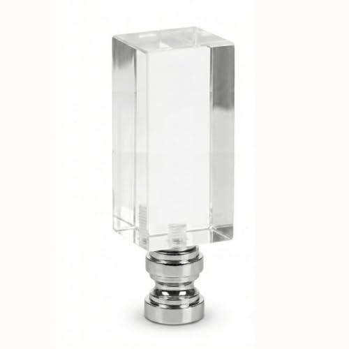 Image of Royal Designs, Inc. F-5040L-1 Clear Lucite Lamp Finial, 1 x 2.75 inch, Rectangle with Polished Silver Base