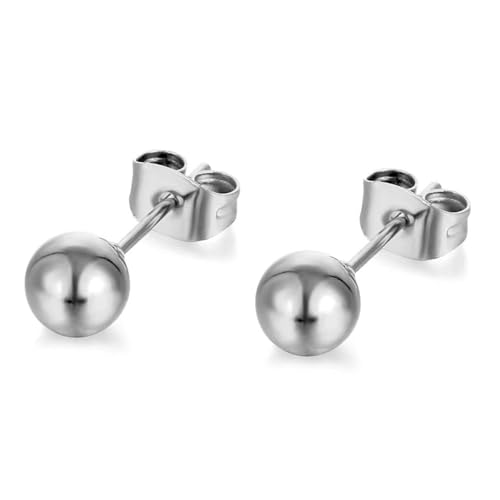 Pendiente para mujer, pendientes de acero inoxidable para mujer, perla, redonda, 5 x 5 mm, para San Valentín, joyas