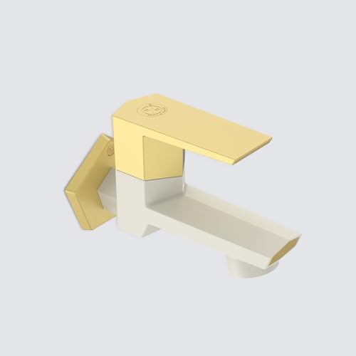 Image of RN PTMT Bib Cock for Bathroom | 15mm Foam Flow Water Tap with Flange | Luxury G20 Series Faucet | High-Grade Engineering Polymer Tap (Ivory Bright Gold Dual, Pack of 1)
