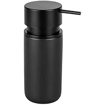 WENKO Silo Black soap Dispenser, refillable Ceramic soap Dispenser for up to 250 ml of Liquid soap, Washing-up Liquid or Disinfectant with Extra-Large Pump Head Made of ABS Plastic, 6.2 x 16.5 cm