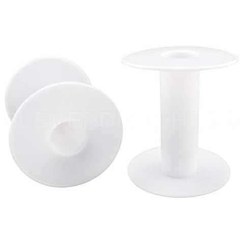 3 Pack - CleverDelights 3" White Plastic Spools - Empty Spools - Crafts Thread Cord Wire Rope Roll Cover
