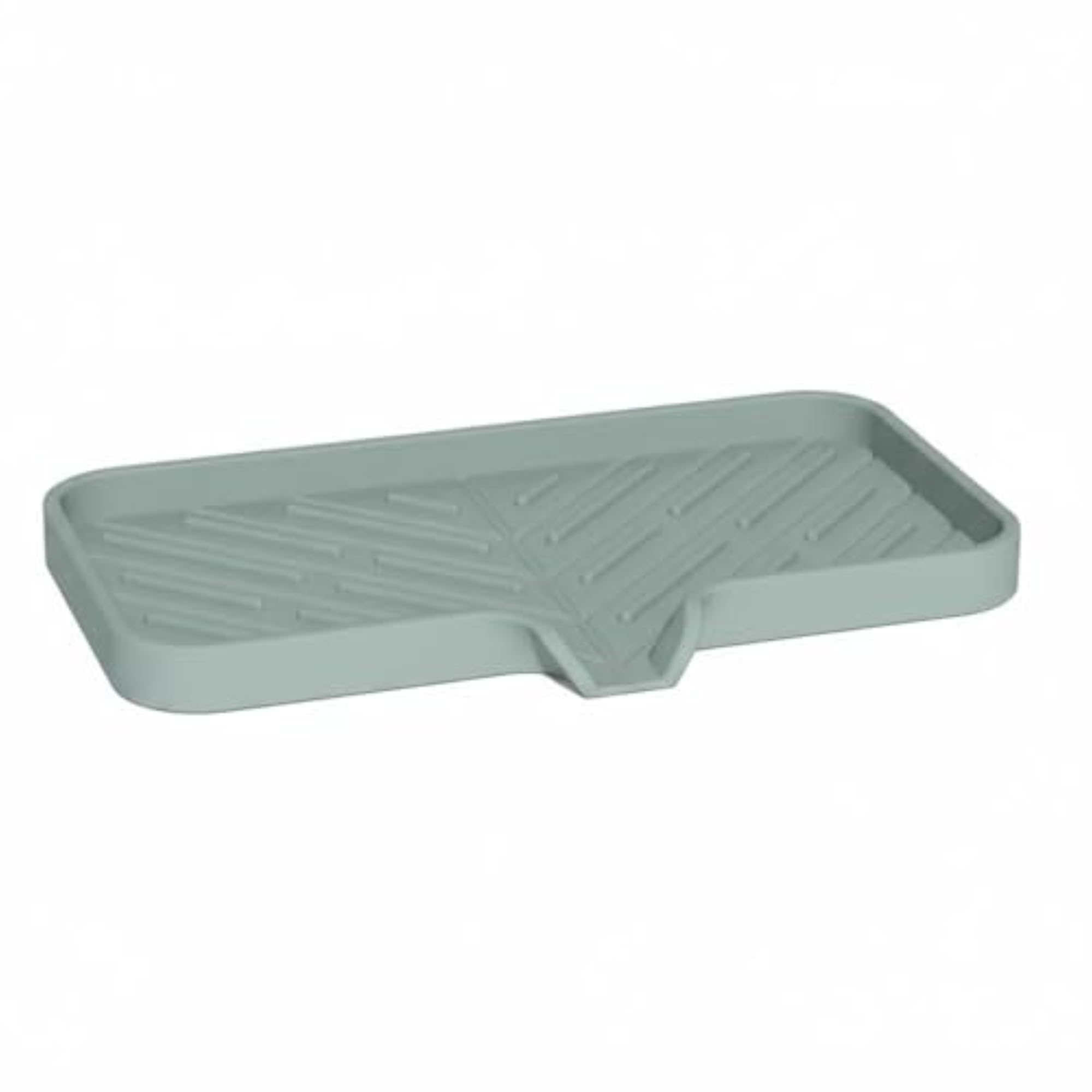 Drainage Notch Silicone Draining Mat for Kitchen Countertop, Gray
