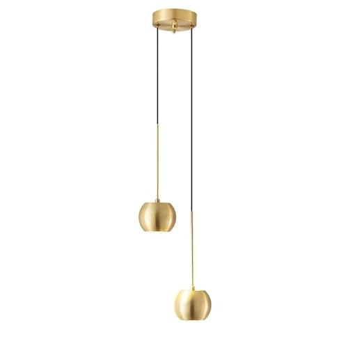 Lustre en laiton suspendu haut de gamme avec deux globes en verre ronds