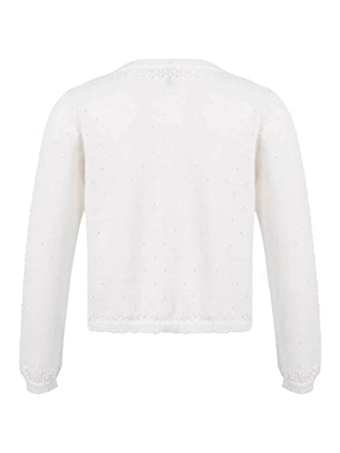 Kids Girls Long Sleeve Lace Kint Shrug Bolero Cardigan Shrug Beaded Short Cardigan Dress Cover Up2