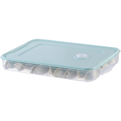 LUCKADD 餃子 収納ボックス 冷凍保存 大容量 蓋付き 食品保存容器 キッチン収納 冷蔵庫 整理 重ね付け ギョーザ 保存 弁当箱 (一層に一枚の蓋,グリーン)