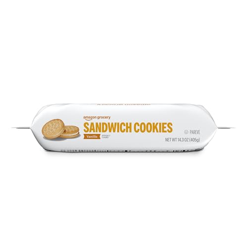 Image of Amazon Grocery, Vanilla Sandwich Cookies, 14.3 Oz