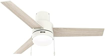 Hunter Fan Company, 51972, 52 inch Brunner Matte White Low Profile Ceiling Fan with LED Light Kit and Pull Chain