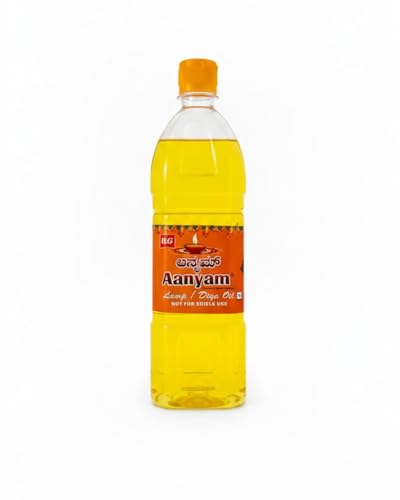 Image of R.G Aanyam Lamp Oil - 900 ml | Diya & Deepam Oil for Pooja, Home Temple & Religious Rituals | Non-Edible & Smokeless Oil for Daily Lighting Use