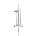 PartyMart Number 1 Metallic Candle, Silver Number 1