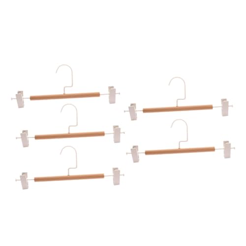 Alipis 5Pcs Beech Wooden Trouser Rack Pants Hangers with Clips Laundry Hanger for Organizing Trousers and Pants
