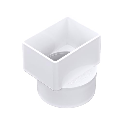 NDS 903 HIPS Offset Downspout Adapter Connects 2X3-Inch Downspout to 3-Inch Sewer and Drain Pipe White
