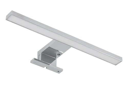GTV LED spiegellamp RADIUS II – 5 W, 2700 K warm wit, 220 lm, IP44, 230 V, chroom, 304 mm, 120°, 30 cm aansluitkabel, voor badkamer en spiegelmontage