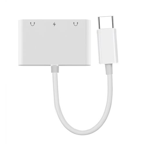 Cablecc 5Gbps USB-C Type C Male to Dual 3.5mm Audio AUX & MIC Sound Card with PD Power Charge Adapter Compatible with Laptop Tablet Phone