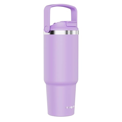 Navigate 30 oz Tumbler with Handle and Straw Lid,Twist On Lid and Flip Up Straw, Double Insulated Tumblers with Flip Straw and Top Handle, Insulated Water Bottle, Purple