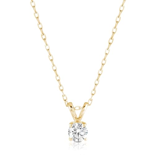 Amazon Essentials IGI Certified Solitaire Lab Grown Diamond Pendant Necklace in 14k Gold - 16