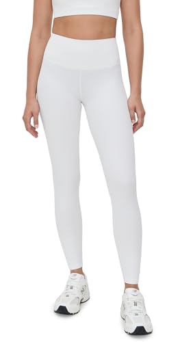 SPLITS59 Women's Airweight Rib High Waist 7/8 Leggings, White, S