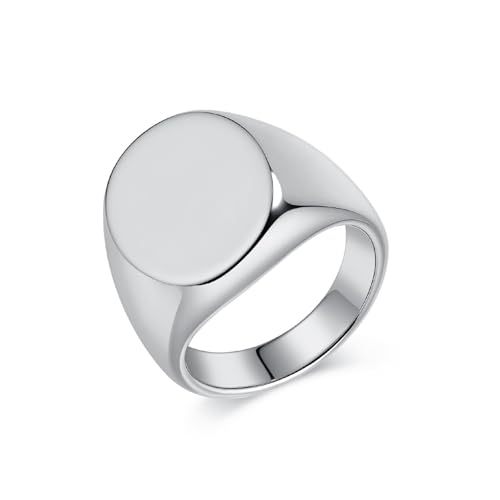 Chevalière ovale tungstène bague homme argent poli taille 61.5 robuste