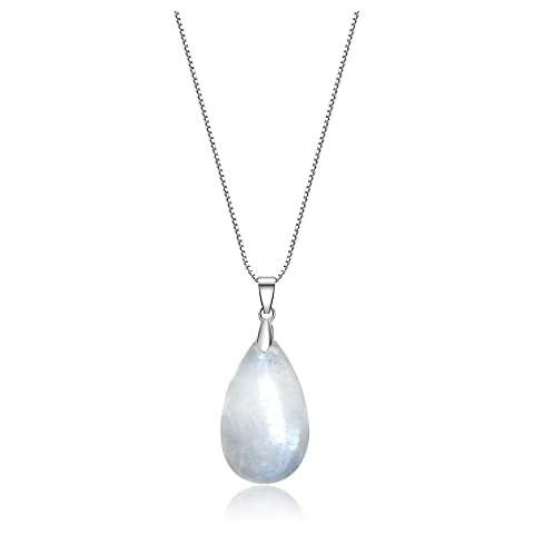 COAI 925 Sterling Silver Teardrop Birthstone Moonstone Crystal Necklace Cover