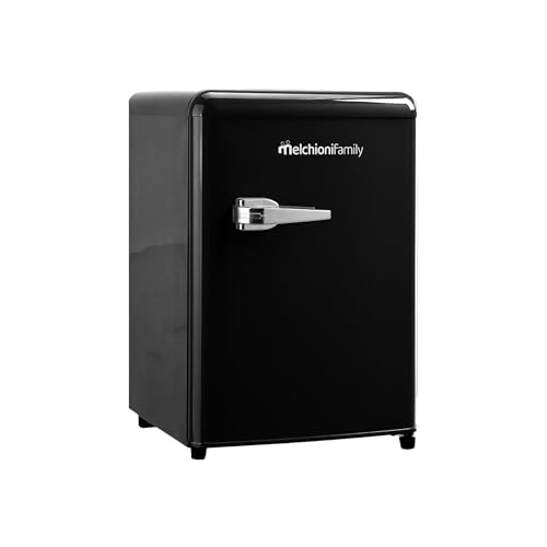 Melchioni Family | Frigorífico Siberia 45 Mini Frigorífico Vintage Negro, Capacidad 45L con Contenido, Compartimento Frigorífico Extra