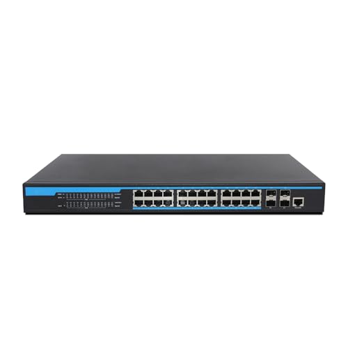 Image of ToVi 24 Port Gigabit PoE Switch with 4x10G SFP+ Uplink High Throughput 1U Rack Mount Switch with Web Based Management GUI PoE for IP Cameras Access Points and Designed for ToVi AV Products