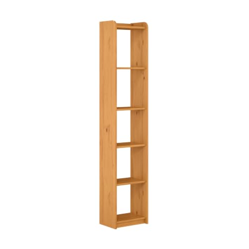 MOBLIT Estantería o Librería Madera Natural de Pino Macizo, para Salón o Dormitorio, Color Miel, 200x40x26 (Alto x Ancho x Fondo)
