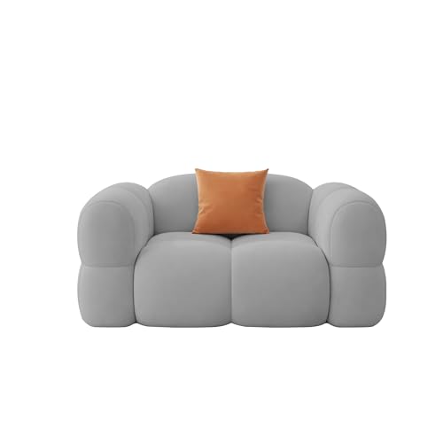 Image of Casaliving Vetras Modern Velvet Bubble Cloud Sofa, Tufted Design Upholstered 1 Seater Sofa Set for Living Room, (Grey Colour) Premium Velvet Fabric Sofa