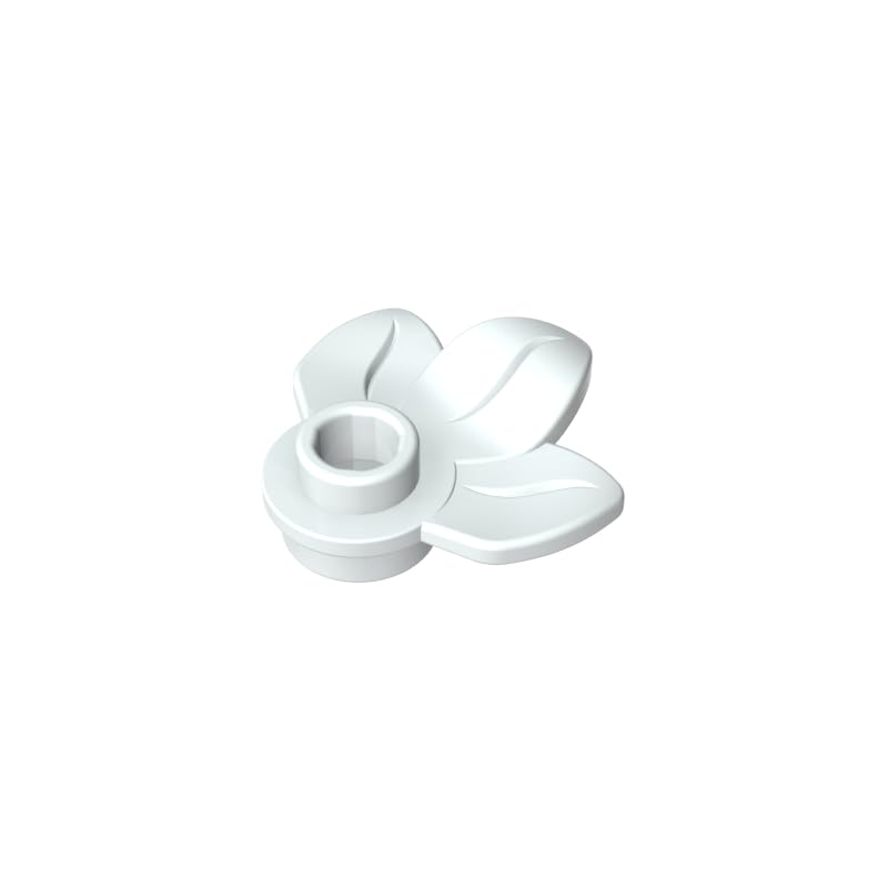 32607 Ornaments Plant, Plate 1x1 Round with 3 Leaves 50 Pieces GDS-1576 Compatible with Lego Building Blocks Color:Milky White โ image 1