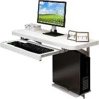 Wall Mounted Desk with Mainframe Bracket and Keyboard Tray - Space Saving Floating Table for Home Office - Wall Drop Leaf Table Workstation
