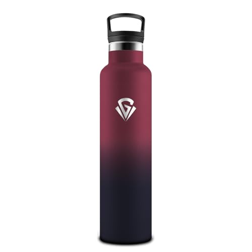 Botella Agua Acero Inoxidable, 500 ml Libre de BPA, Botella Termica, Con Pajita y 2 Tapas, Botellas de Agua, 304 Acero Inoxidable, Botellas Isotermica para Escuela, Yoga, pesca - Rojo&negro