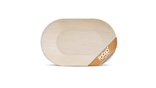 FOOGO Green Lot de 25 plateaux de service jetables en feuille de palmier,Petit plateau de 20x12.5 cm, plateaux d'entrée, plateaux alimentaires biodégradables respectueux de l'environnement Cover