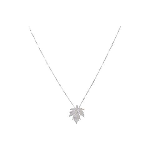 RUIZHEN Gold Silver Maple Leaf Autumn Leaf Pendant Necklace (silver) Cover