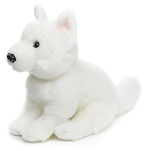 Uni-Toys - Weißer Schweizer Schäferhund Welpe, sitzend (ohne Leine) - 26 cm (Höhe) - Plüsch-Hund, Berger Blanc Suisse - Plüschtier, Kuscheltier